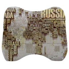 3d Typography World Map Velour Head Support Cushion by uniart180623