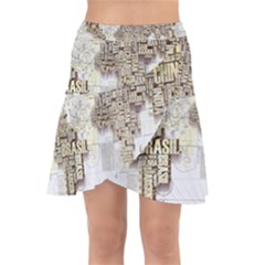 3d Typography World Map Wrap Front Skirt by uniart180623