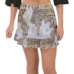 3d Typography World Map Fishtail Mini Chiffon Skirt by uniart180623