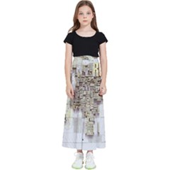 3d Typography World Map Kids  Flared Maxi Skirt by uniart180623