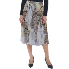 3d Typography World Map Classic Velour Midi Skirt  by uniart180623