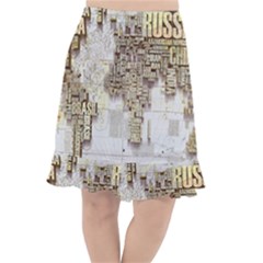 3d Typography World Map Fishtail Chiffon Skirt by uniart180623