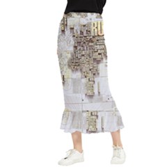 3d Typography World Map Maxi Fishtail Chiffon Skirt by uniart180623