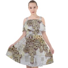 3d Typography World Map Cut Out Shoulders Chiffon Dress by uniart180623