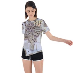 3d Typography World Map Asymmetrical Short Sleeve Sports Tee by uniart180623