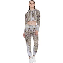 3d Typography World Map Cropped Zip Up Lounge Set by uniart180623