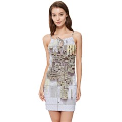 3d Typography World Map Summer Tie Front Dress by uniart180623