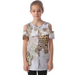 3d Typography World Map Fold Over Open Sleeve Top by uniart180623