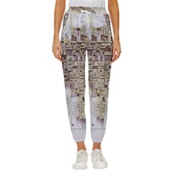 3d Typography World Map Women s Cropped Drawstring Pants