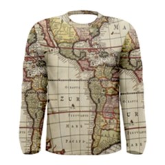 Vintage World Map Old  Globe Antique America Men s Long Sleeve Tee by uniart180623