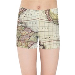 Vintage World Map Old  Globe Antique America Kids  Sports Shorts by uniart180623