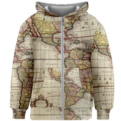 Vintage World Map Old  Globe Antique America Kids  Zipper Hoodie Without Drawstring by uniart180623