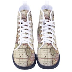 Vintage World Map Old  Globe Antique America Men s High-top Canvas Sneakers by uniart180623