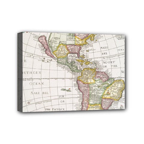 Vintage Map Of The Americas Mini Canvas 7  X 5  (stretched) by uniart180623