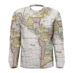 Vintage Map Of The Americas Men s Long Sleeve Tee by uniart180623