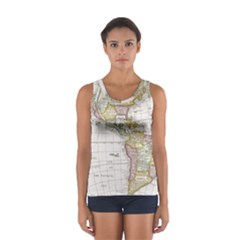 Vintage Map Of The Americas Sport Tank Top  by uniart180623