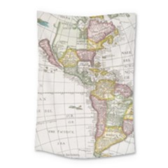 Vintage Map Of The Americas Small Tapestry by uniart180623