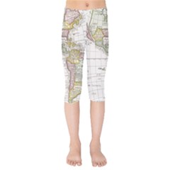 Vintage Map Of The Americas Kids  Capri Leggings  by uniart180623