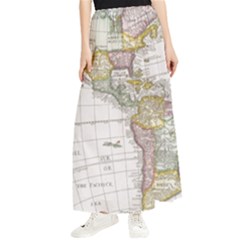 Vintage Map Of The Americas Maxi Chiffon Skirt by uniart180623