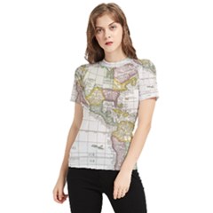 Vintage Map Of The Americas Women s Short Sleeve Rash Guard by uniart180623