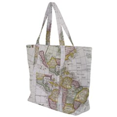 Vintage Map Of The Americas Zip Up Canvas Bag by uniart180623