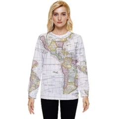 Vintage Map Of The Americas Hidden Pocket Sweatshirt by uniart180623