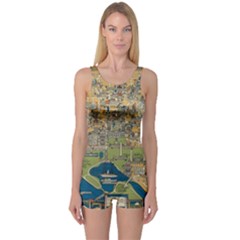 Vintatge Map Of Washington Dc One Piece Boyleg Swimsuit by uniart180623