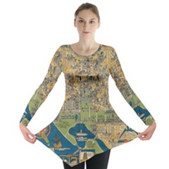 Vintatge Map Of Washington Dc Long Sleeve Tunic  by uniart180623