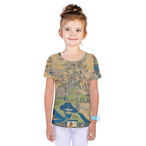 Vintatge Map Of Washington Dc Kids  One Piece Tee by uniart180623