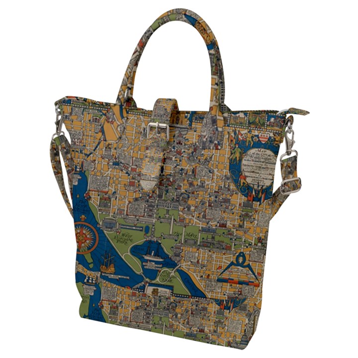 Vintatge Map Of Washington Dc Buckle Top Tote Bag