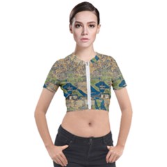 Vintatge Map Of Washington Dc Short Sleeve Cropped Jacket by uniart180623