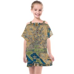 Vintatge Map Of Washington Dc Kids  One Piece Chiffon Dress by uniart180623