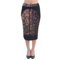 Always On My Mind Brain Map Vintage Velvet Midi Pencil Skirt by uniart180623