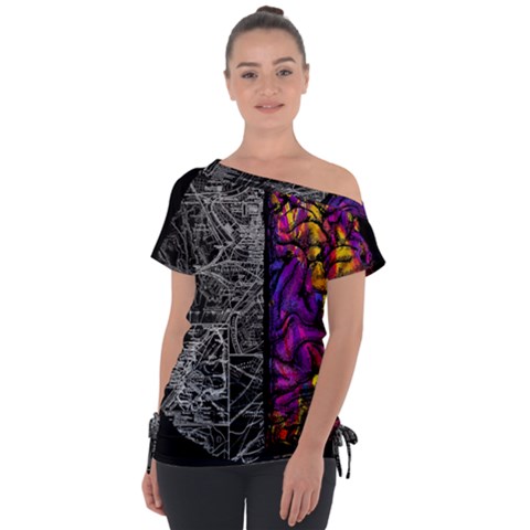 Ambiguity Tobe Brain Duality Mind Minimal Thinking Off Shoulder Tie-up Tee by uniart180623