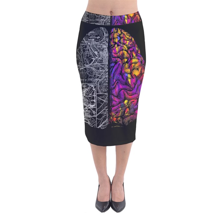 Ambiguity Tobe Brain Duality Mind Minimal Thinking Velvet Midi Pencil Skirt