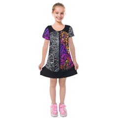 Ambiguity Tobe Brain Duality Mind Minimal Thinking Kids  Short Sleeve Velvet Dress by uniart180623