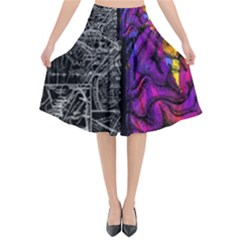 Ambiguity Tobe Brain Duality Mind Minimal Thinking Flared Midi Skirt by uniart180623