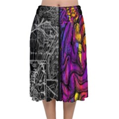 Ambiguity Tobe Brain Duality Mind Minimal Thinking Velvet Flared Midi Skirt by uniart180623