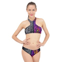 Ambiguity Tobe Brain Duality Mind Minimal Thinking High Neck Bikini Set by uniart180623