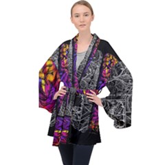 Ambiguity Tobe Brain Duality Mind Minimal Thinking Long Sleeve Velvet Kimono  by uniart180623