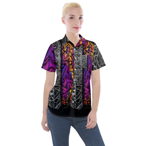 Ambiguity Tobe Brain Duality Mind Minimal Thinking Women s Short Sleeve Pocket Shirt by uniart180623