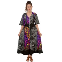 Ambiguity Tobe Brain Duality Mind Minimal Thinking Kimono Sleeve Boho Dress by uniart180623