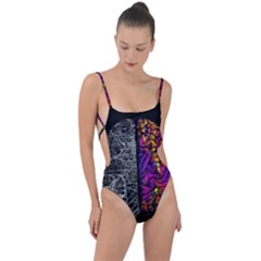 Ambiguity Tobe Brain Duality Mind Minimal Thinking Tie Strap One Piece Swimsuit by uniart180623