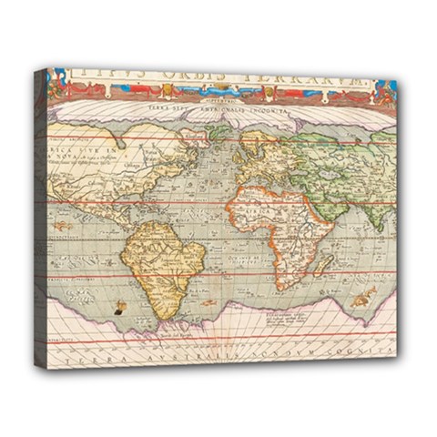 Old World Map Of Continents The Earth Vintage Retro Canvas 14  X 11  (stretched)