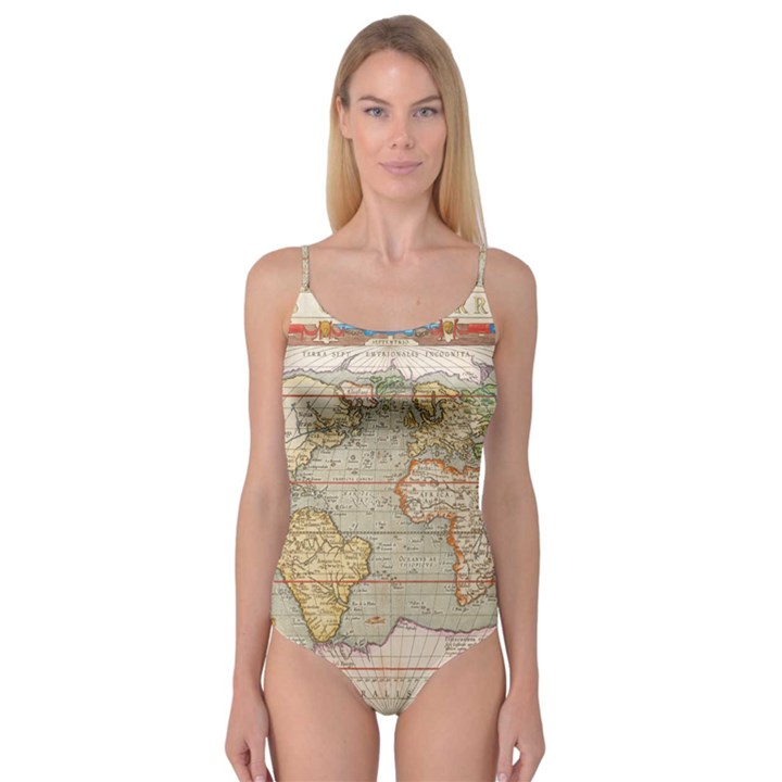 Old World Map Of Continents The Earth Vintage Retro Camisole Leotard 