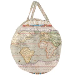 Old World Map Of Continents The Earth Vintage Retro Giant Round Zipper Tote by uniart180623