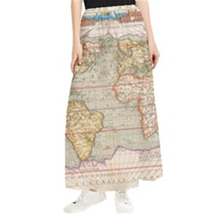 Old World Map Of Continents The Earth Vintage Retro Maxi Chiffon Skirt by uniart180623