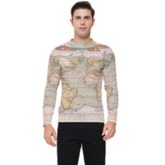 Old World Map Of Continents The Earth Vintage Retro Men s Long Sleeve Rash Guard by uniart180623