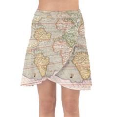 Old World Map Of Continents The Earth Vintage Retro Wrap Front Skirt by uniart180623