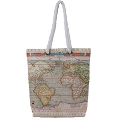 Old World Map Of Continents The Earth Vintage Retro Full Print Rope Handle Tote (small) by uniart180623